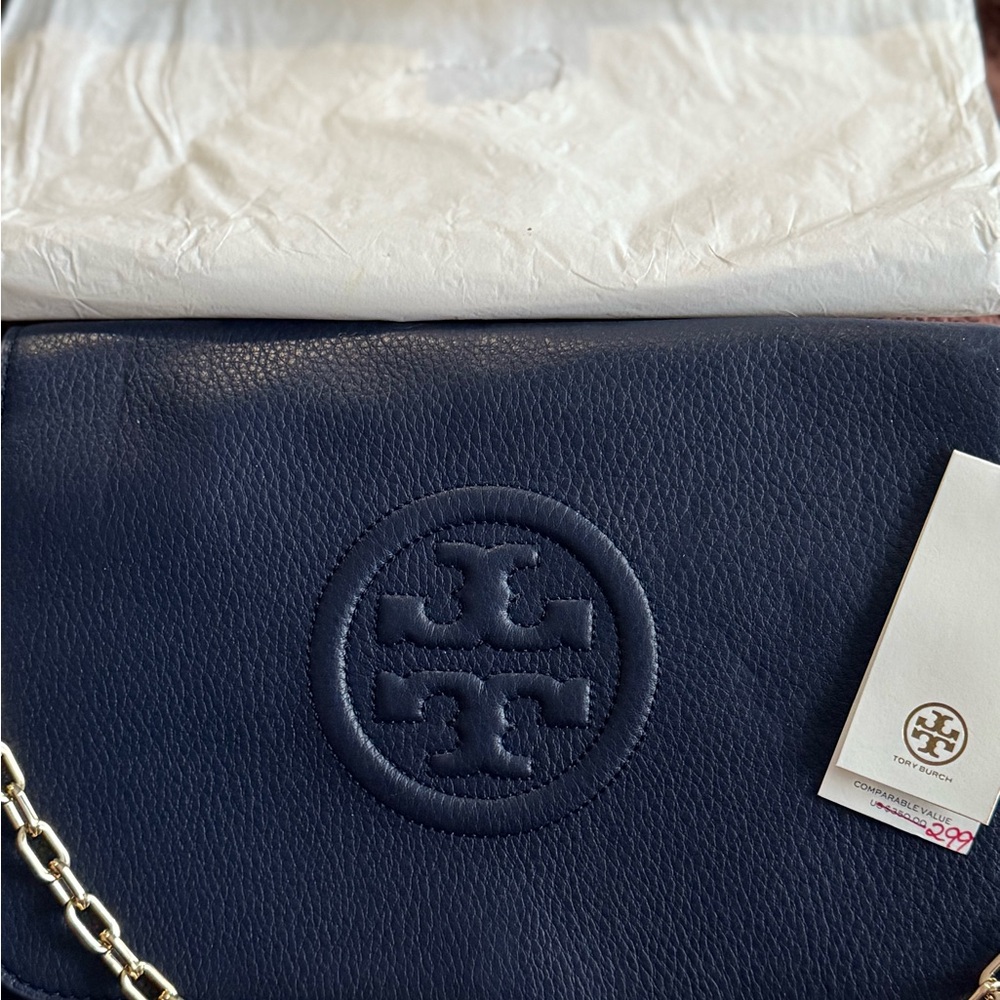 Tory Burch Navy Leather Crossbody Bag